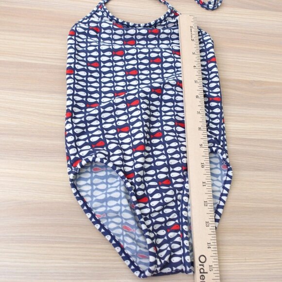 Blue One Piece Swimsuit Toddler Girls 18 Months Halter Fish Bathing Suit Beach - Picture 6 of 10